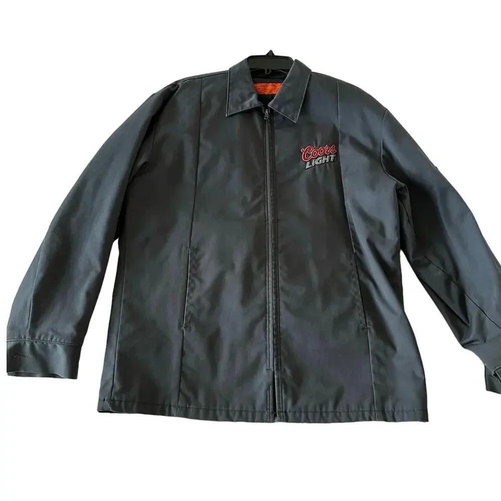 Vintage Red Kap Men's Black COORS LIGHT Zip Front Jacket Size XL